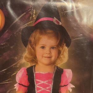 GIRL PRETTY PINK WITCH COSTUME SIZE TODDLER 3T -4T HALLOWEEN 🎃